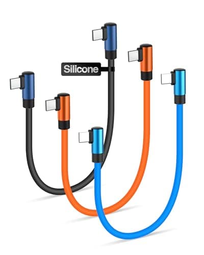 COOLSELL Short USB C to USB C Cable 1.6ft, Soft Silicone 60W Fast Charging Cord Type-C Right Angle Compatible with iPhone 16/15 Samsung Galaxy S23 S22 Google Pixel, iPad for Power Bank/Car/Travel - Image 1