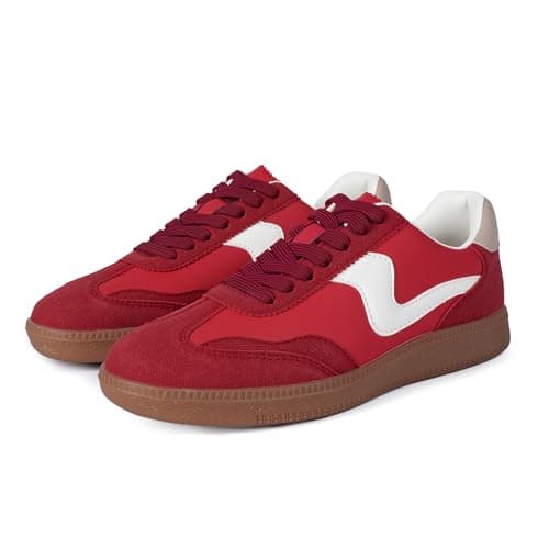 Tigeridea Womens Sneakers Comfortable Casual Shoes for Women Lace up Slip on Red Tennis Shoes Women's Fashion Sneakers Size 7 - Thumbnail 5