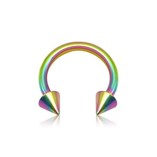 BOGKU Titanium 16G Horseshoe Rings internally threaded Spikes Nose Septum Hoop Earring Eyebrow Tragus Lip Rings Daith Helix 6-12mm Smily Piercing Jewelry for Women Men (Rainbow, 16Gauge 1.2x6mmx3mm) - Image 1
