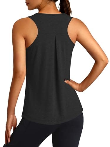3rd hill Workout Tank Tops for Women Racerback Sleeveless Yoga Top Loose Fit Gym Shirt Running Athletic Tanks Black S - Image 1