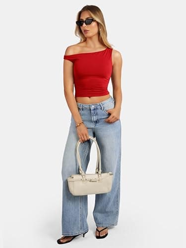 ATHMILE Womens Off The Shoulder Tops Summer Sleeveless Shirts Going Out Crop Tank Top Y2K T Corset Tube Fashion Outfits 2026 Red - Thumbnail 4