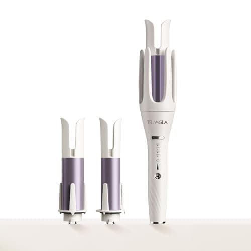 3 in 1 Automatic Curling Iron, Hair Curlers with 3 Curling Barrels (1" - 1.25" - 1.5"), Rotating Curling Iron with 3 Temp, 2-Way Rotation, 10S Fast Heating, Anti-Scald, Dual Voltage, White - Image 1
