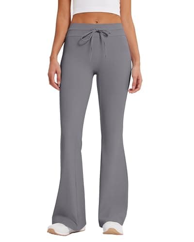 MOOSLOVER Women Bootcut Flare Yoga Pants Drawstring High Waist Pilates Leggings Stretch Butter Soft Active Pant(2XL,Gray) - Image 1