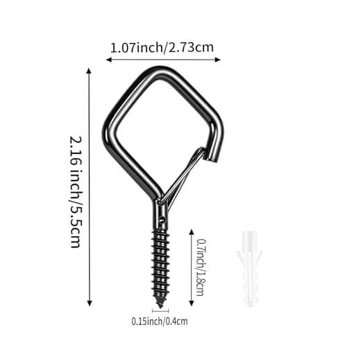 Emiluil 22 PCS Metal Black Eye Screw Hooks for Hanging Heavy Duty.Windproof Ceiling Hooks for Hanging Plants,Cup,Wind Chime,Bird Feeders,Christmas String Lights at Indoor&Outdoor 2.2 Inch - Thumbnail 2