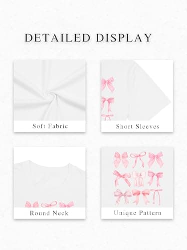YHHR Y2k Graphic Tee Cute Bow Shirts for Women Coquette Crop Tops Baby Tee Vintage Clothes Slim Fit Trendy Country Shirt White - Thumbnail 5