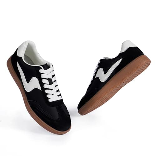 Tigeridea Black Sneakers for Women Business Casual Comfortable Tennis Shoes Lace up Slip on Women's Fashion Sneakers Size 9.5 - Thumbnail 4