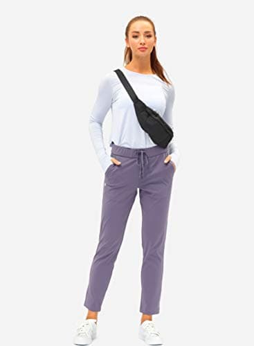 Women's Pants with Deep Pockets 7/8 Stretch Sweatpants for Women Athletic, Golf, Lounge, Work (Purple, XX-Large) - Thumbnail 5
