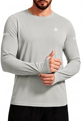 DAXIANG Men's UPF 50+ Sun Protection Long Sleeve Rash Guard UV Hiking Running Athletic Fishing Quick Dry Lightweight T-Shirt L Grey - Image 1