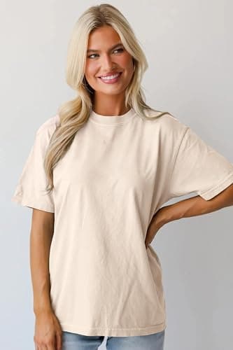 MAPICK 4 Pack Oversized Tshirts for Women Crew Neck Loose Fit Summer Baggy Tops Workout Tees Plus Size Clothes(1 Mushroom 1 Light Grey 1 Apricot 1 Black,3X-Large) - Thumbnail 2