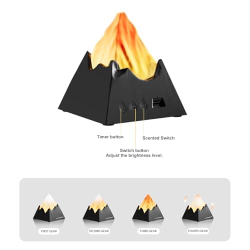 Yinken Night Light,Creative Volcano Night Light,Rechargeable Bedside Lamp with Timer,Cool Room Decoration for Kids Bedroom - Thumbnail 6