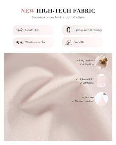 LIIJOO Women’s Push Up Bra Wireless Seamless Bra Plus Size Full Coverage Comfort Bra Back Smoothing Supportive Everyday Underwear（Blush Pink，XL Size） - Thumbnail 5