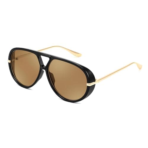 FEISEDY Trendy Oversized Aviator Sunglasses for Women Men Retro Big Round Shield Sun Glasses B4181 - Thumbnail 3