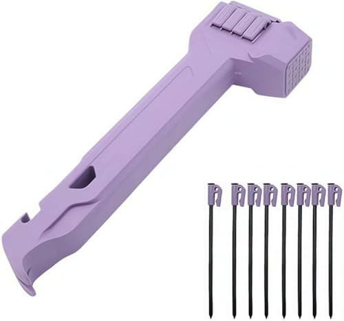 Multi-Functional Camping Hammer, Tent Lightweight Hammer with 8 Tent Pegs,Puller & Bottle Opener with Anti-Loss Storage Compartment, Mallet for Outdoor Hiking Camping Backpacking (PURPLE)
