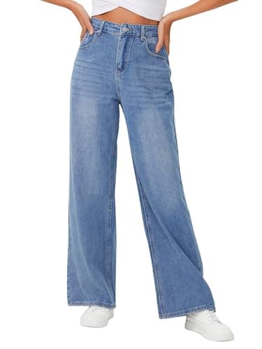 Genleck Baggy Jeans Women Loose Fit Petite Wide Leg High Waisted Jean Woman Oversized Y2K Pants Trendy (Light Blue,2) - Image 1
