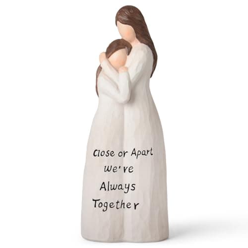 VOFSTAND Mother Daughter Figurine – Hand-Painted Resin Sculpture, Emotional Mom and Daughter Hug Statue, for Mom, Birthday Gifts from Daughter, Sentimental Home Decor Keepsake