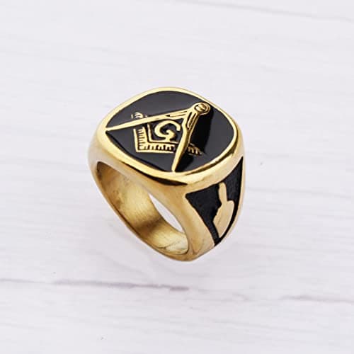 YLWJSP Freemason Gifts Masonic Biker Ring - Master Mason Signet Style Jewelry Band (G 9) - Thumbnail 5