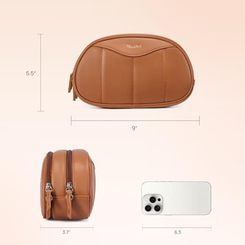 Telena Medium Makeup Bag, Travel Make Up Bag for Women, Vegan Leather Cosmetic Bag for Travel Essentials - Thumbnail 4