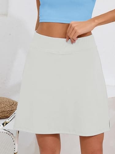 Heymoments Women Active Athletic Skirts White Large Lightweight Comfy Summer Workout Golf Tennis Running Hiking Cycling Skater Bike A Line Underneath Mini Skort Sport Dress - Thumbnail 5