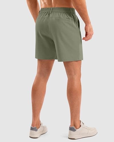 Pudolla Men's Casual Shorts 5" Lightweight Golf Shorts with 3 Pockets Stretch Quick Dry Comfy Work Shorts（sage_Grey_Green L5_XL - Thumbnail 2