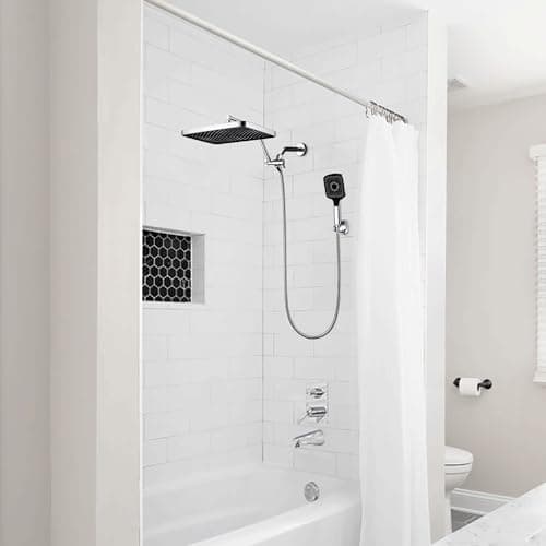 V-Frankness Shower Heads with Handheld Spray Combo, 13 Inches Rain Shower Head with 4 Mode Handheld Wand, and 13 Inches Adjustable Extension Arm, 3 Way Diverter Valve, Extra Long Hose (Chrome) - Thumbnail 6