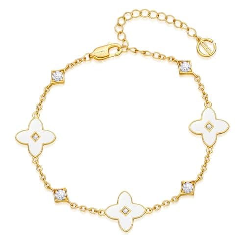 Cicy Bell 18K Gold Plated Clover Lucky Bracelets for Women Cubic Zirconia Adjustable Chain Four-Point Star Link Bracelets Trendy Jewelry Gifts - Image 1
