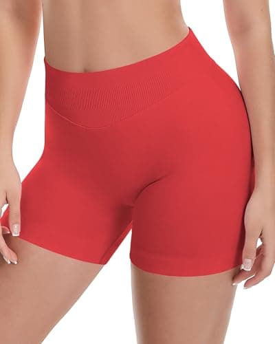 UG Active Women's 4.5" Scrunch Butt Lifting Workout Shorts Seamless Athletic Yoga Gym Running Shorts Red L - Thumbnail 2