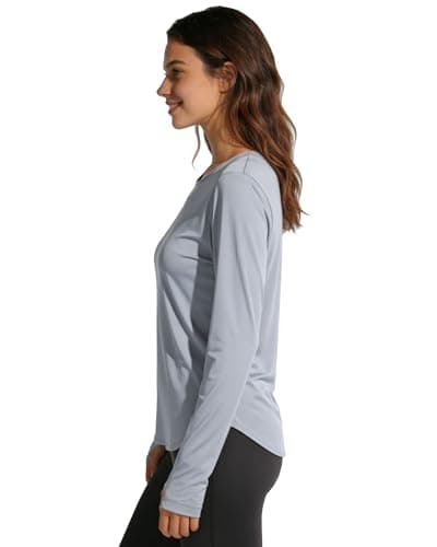 Womens Sun Shirts UPF 50+ Long Sleeve UV Protection SPF Shirts Moisture Wicking Dry Fit Lightweight Workout Running Hiking Outdoor Athletic Tops Grey XL - Thumbnail 2