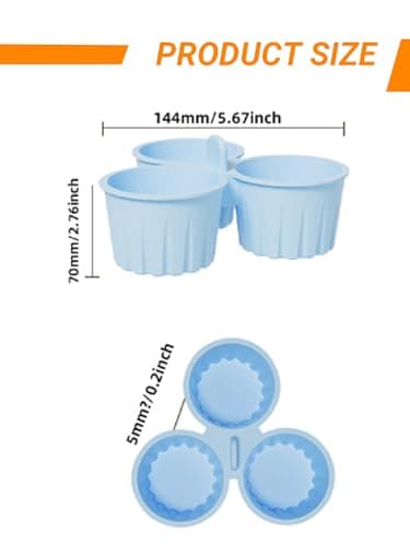DegoCython Silicone Egg Bite Molds, Reusable Nonstick 3-Cup Trays, 5.67In/14.4Cm Diameter, 135Ml/4.5Oz Capacity, BPA-Free Food-Grade, Dishwasher Safe for Air Fryer Oven Microwave Freezer - Thumbnail 2