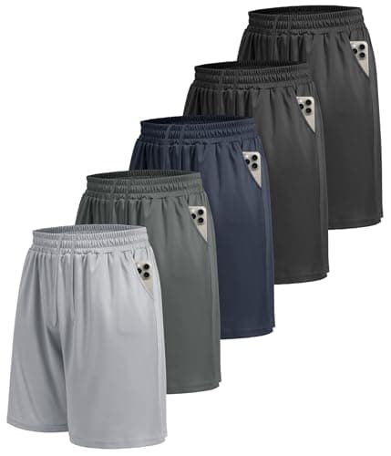 LalaHooK 5 Pack Gym Mens Shorts - Quick Dry Basketball Workout Athletic Shorts with Pockets for Running Casual Activewear - Image 1
