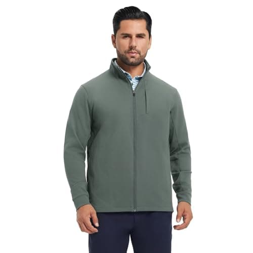 MAELREG Mens Golf Jacket with Pockets Mock Neck Lightweight Casual Soft Shell Jacket Full Zip Windbreaker Outwear - Thumbnail 2