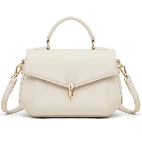 Goinsound Crossbody Bag for Women Elegant Vegan Leather Top Handle Shoulder Purse with Flap Trendy Handbag with 2 Straps White - Image 1