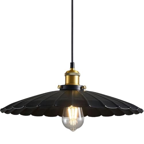 Oyisen Kitchen Pendant Lights, Black Hanging Lamp for Hallway 13.8 Inch Metal Lampshade Farmhouse Pendant Lights Kitchen Island Vintage Pendant Lighting Kitchen Island Sofa - Image 1