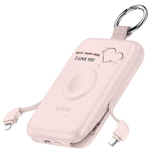 RORRY CharmGo Portable Charger, 10000mAh 20W Fast Charging Portable Charger Power Bank with Built in Cables, Travel Battery Pack for iPhone 17/16/15/14/13/12 and Apple Watch, Mom-Pink - Image 1