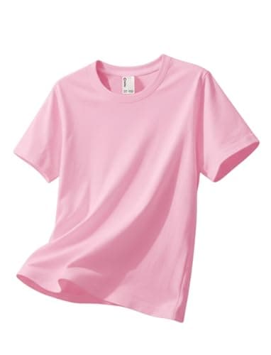 PATPAT Boys Pink T Shirt Size 7-8 Cotton Crewneck Short Sleeve Basic Tees Pink Shirts for Boy Boys Summer Clothes - Image 1