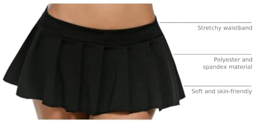 Enyprok Women Pleated Skirts for Women Y2k Mini Skirt Casual Short Skirts Micro Skirt Black Small - Thumbnail 4