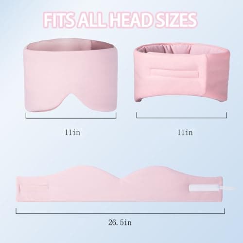 Vettres Reversible Warm & Cool Sleep Mask Wrap-Around Blackout Eye Masks for Side Sleepers Adjustable Unisex Eye Cover for Travel Office & Rest Beige - Thumbnail 5