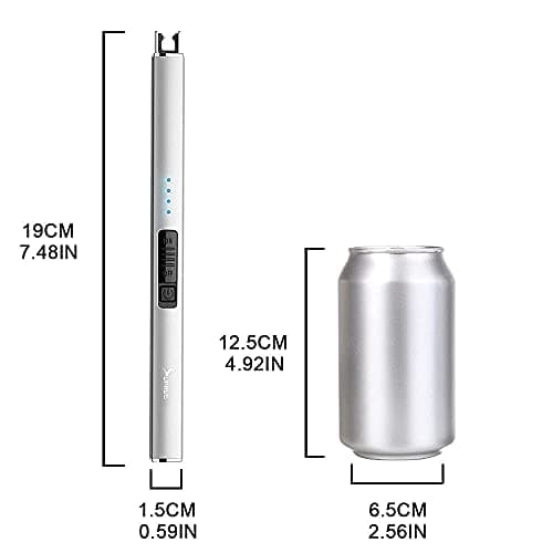 SUPRUS Electric Lighter Arc Windproof Flameless USB Rechargeable Lighter with Safety Lock for Candle BBQ Camping (Silver) - Thumbnail 5