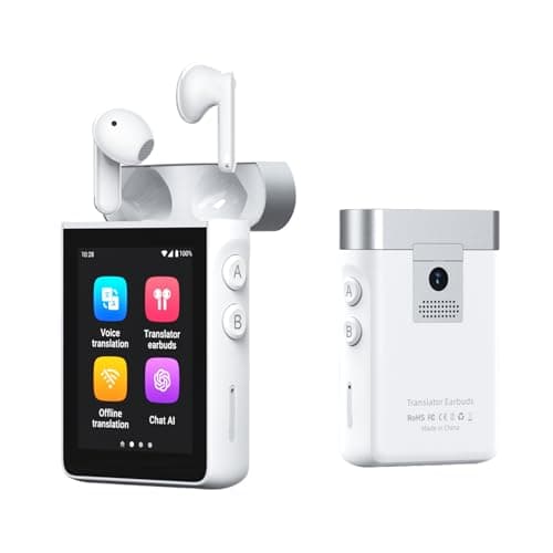 Wooask A9 AI Translator Earbuds, for Global Business Travel & Off-Grid Exploration, Instant Offline/Camera Translation, Unlock 4G Calls & Hotspot with a SIM No Phone Needed (White) - Image 1