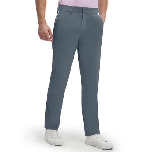 M MAELREG Mens Stretch Work Dress Pants 30"/32"/34" Lightweight Golf Pants Breathable Casual Slacks with 4 Pocket Gray Blue - Image 1