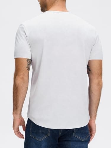 JEMLDL White Tshirt for Men Short Sleeve T Shirts Plain Casual Classic T-Shirts Lightweight Breathable White XL - Thumbnail 2