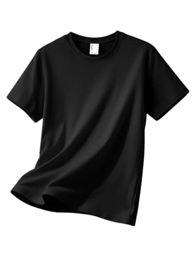 PATPAT Girls Black T-Shirt Size 11-12 Years, Black Cotton Shirts for Girls Summer Blouse Basic Tees - Image 1