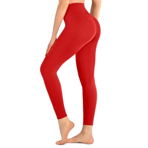 Walifrey Leggings for Women,High Waisted Buttery Soft Yoga Pants for Workout Gym Athletic Red LXL - Image 1