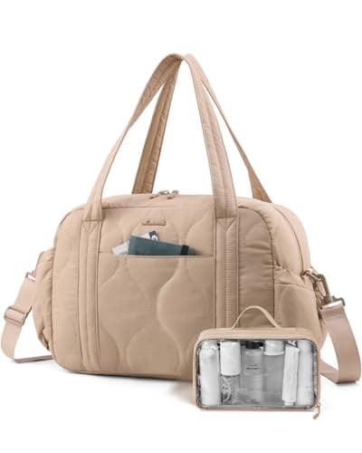 LOVEVOOK Travel Bags for Women, Puffer Weekender Womens Gym Bags with Toiletry Bag, Lightweight Carry on Overnight Bag Hospital Bag, Personal Item Bag for Airplanes - Image 1