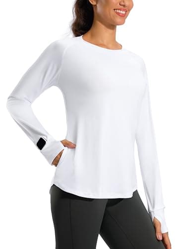 G Gradual Long Sleeve Workout Tops for Women Quick Dry Lightweight Running Athletic Shirts with Zip Pocket Moisture Wicking(White,XL) - Image 1