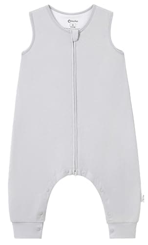PATPAT Baby Wearable Blanket with Legs(Sleep Sack), Bamboo Viscose,0.5 TOG for Baby Walkers,Sleeveless,2-Way Zipper & Snaps,Breathable & Soft,Year-Round,Light Gray,24-36 Months - Image 1