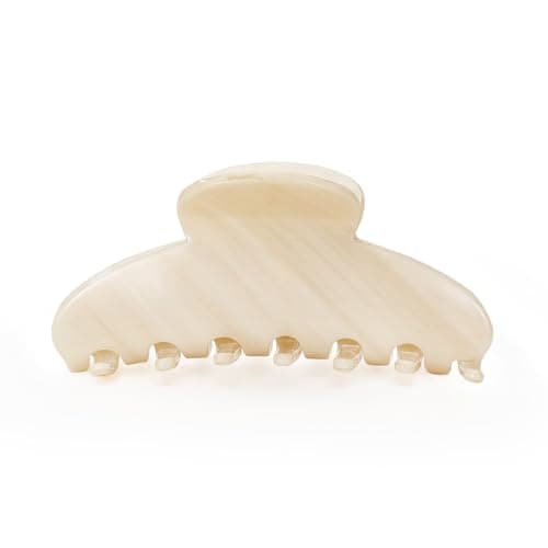 Lovime 4.3 Inch Large Claw Clip for Thin Hair & Thick Half Ups, Cute Acetate French Hair Clips for Women, Non-Slip Secure Updos & Chic Daily Styles, Cream White - Image 1