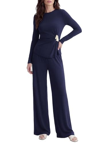 BTFBM Casual Lounge Sets Fall Outfits For Women 2026 Two Piece Set Fashion Clothing Airport Outfit Vacation(Navy,Small) - Image 1