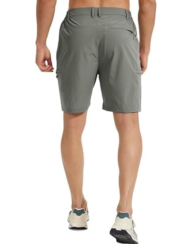 MOURCE Summer Hiking Shorts Men with 5 Pockets - Slim Fit Casual Golf Shorts for Running Fishing, Sage Green - Thumbnail 2