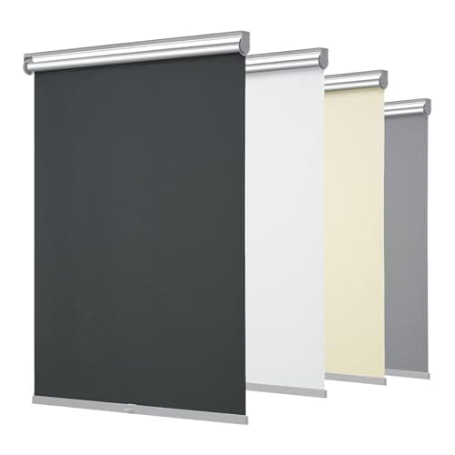 Changshade 100% Blackout Roller Shades for Windows，Room Darkening Thermal Insulated Pull Down Window Blinds, Cordless Free-Stop Shade，Easy Install UV Protection Door Blind for Home,Black,21"W x 72"H