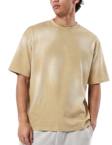 Aelfric Eden Unisex Oversized Color Block Tshirts Men Vintage Washed Tees Cotton Casual Short Sleeve Tops Sand